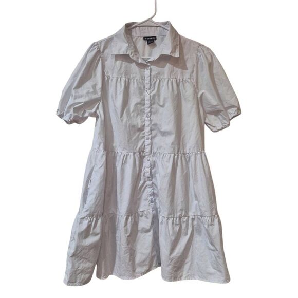 18 Centimeters Women's White Cotton /Poly Tiered Dress w Pockets - Picture 2 of 12